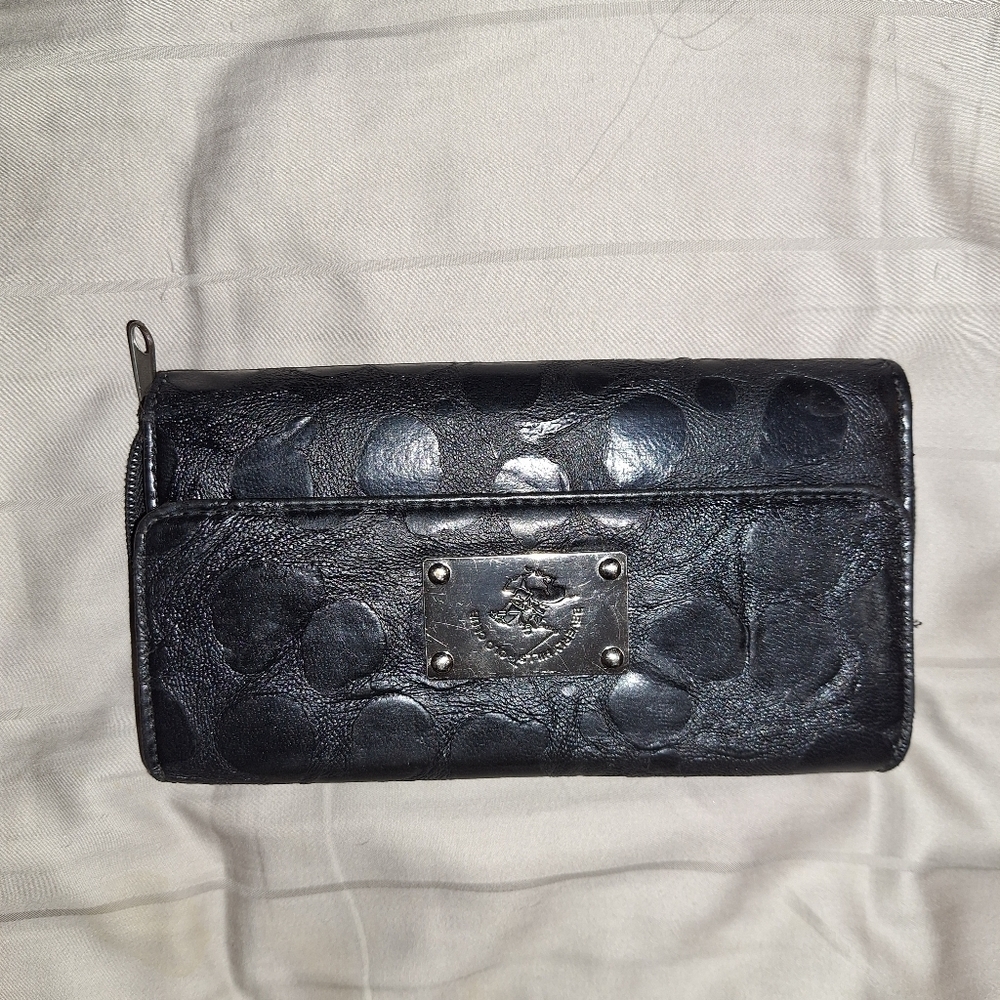 Beverly Hills Polo Club Black Wallet Silver Accents